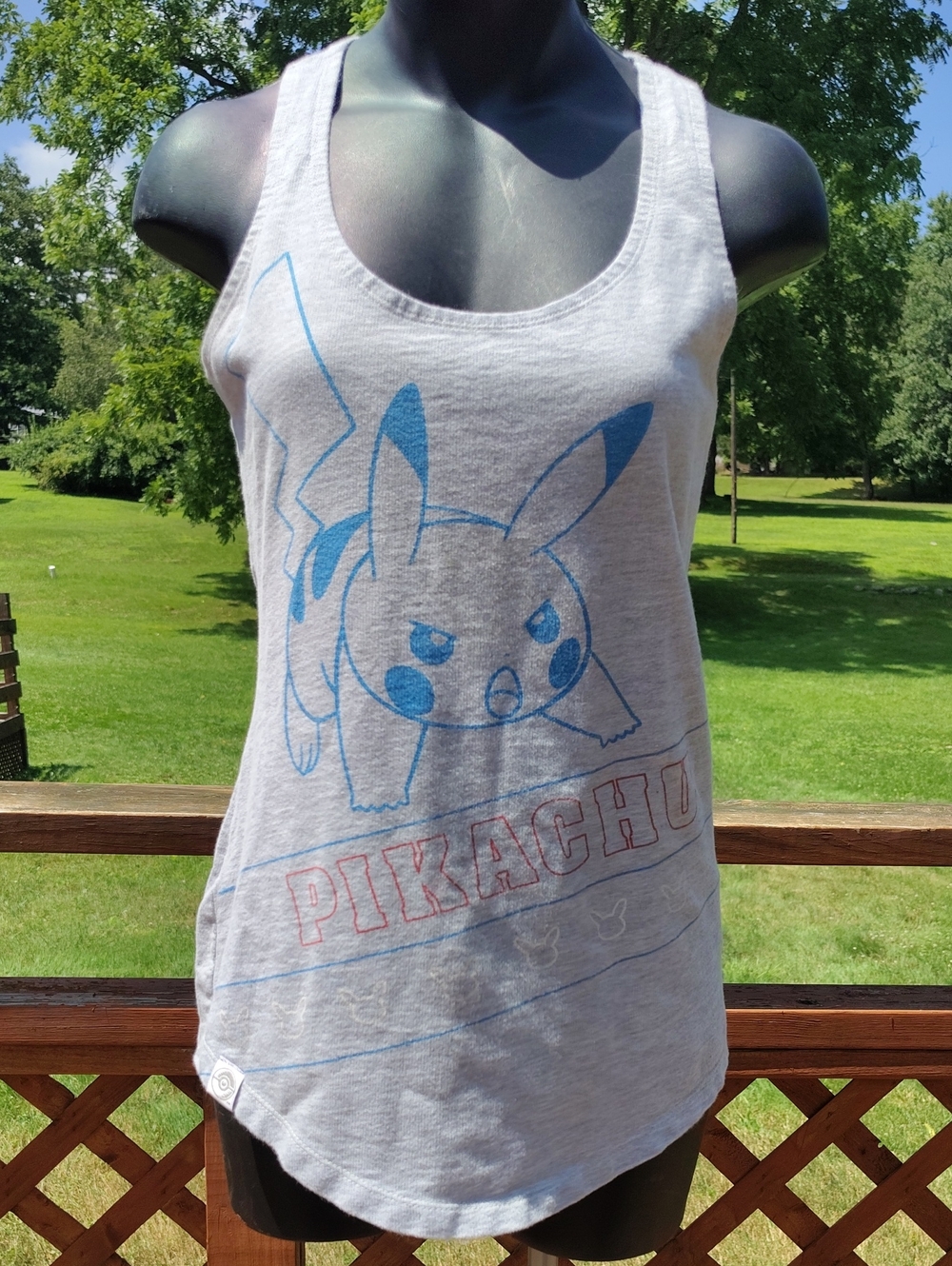 Pokemon Center Pikachu Pokemon Sports Heather Gray Racerback Tank Size Small